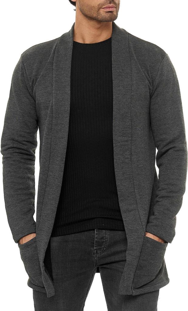 Red Bridge Herren Cardigan Jacke Sweat-Jacke Sakko Long Cut