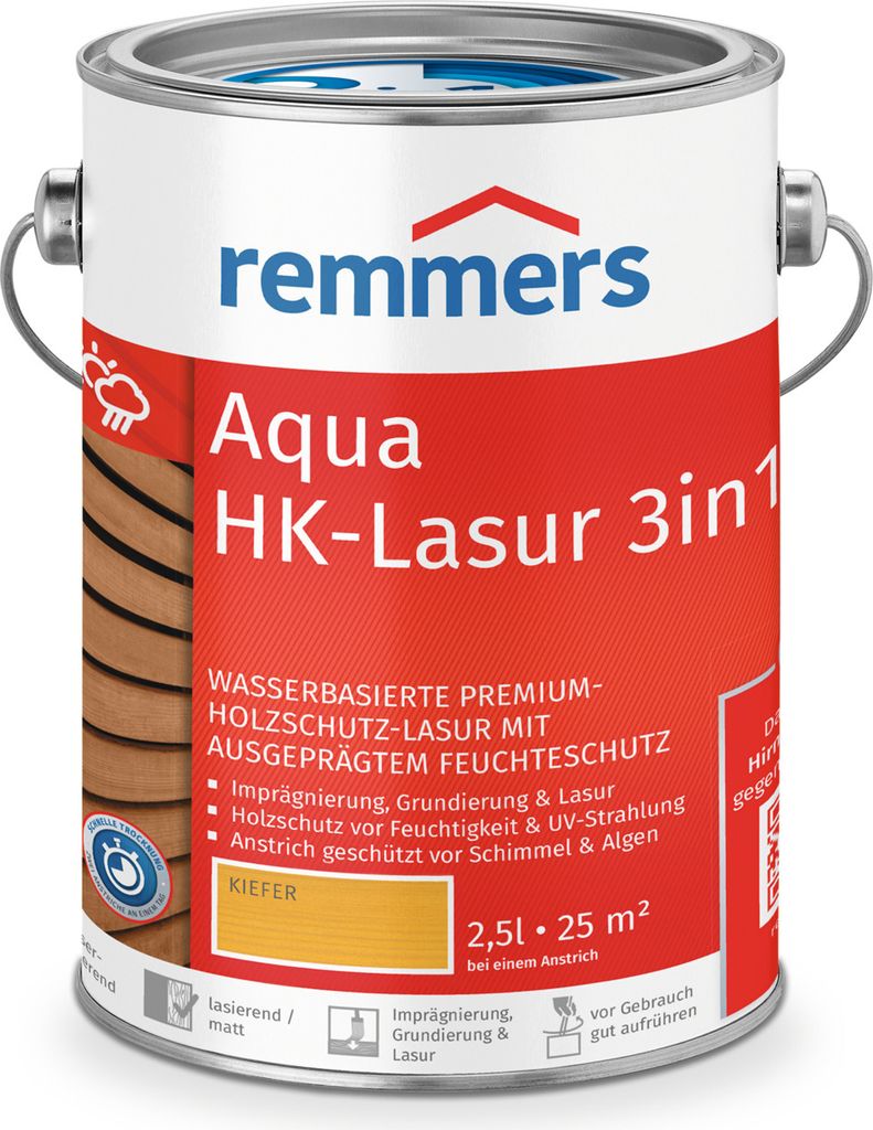 Remmers Aqua HK-Lasur 3in1 kiefer (RC-270) 2,5 l, Holzlasur