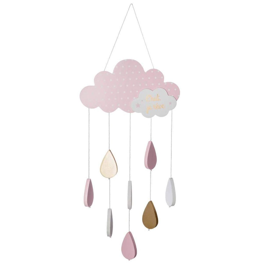 Dětská závěsná lampa "Cloud" - bavlna a kov - růžová - V61 Obrázek produktu 