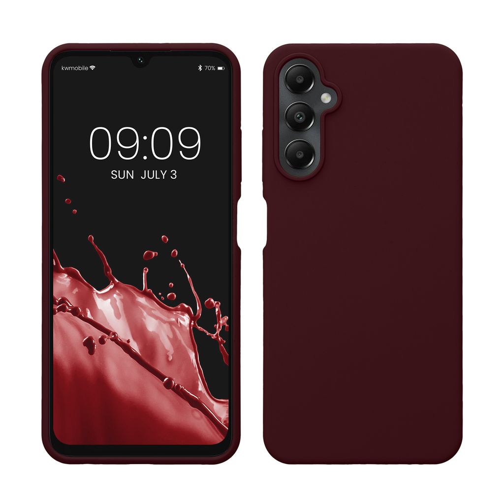 kwmobile Hülle kompatibel mit Samsung Galaxy A05s Hülle - Silikon Handy Case - Handyhülle weiche Oberfläche - kabelloses Laden - Bordeaux Violett