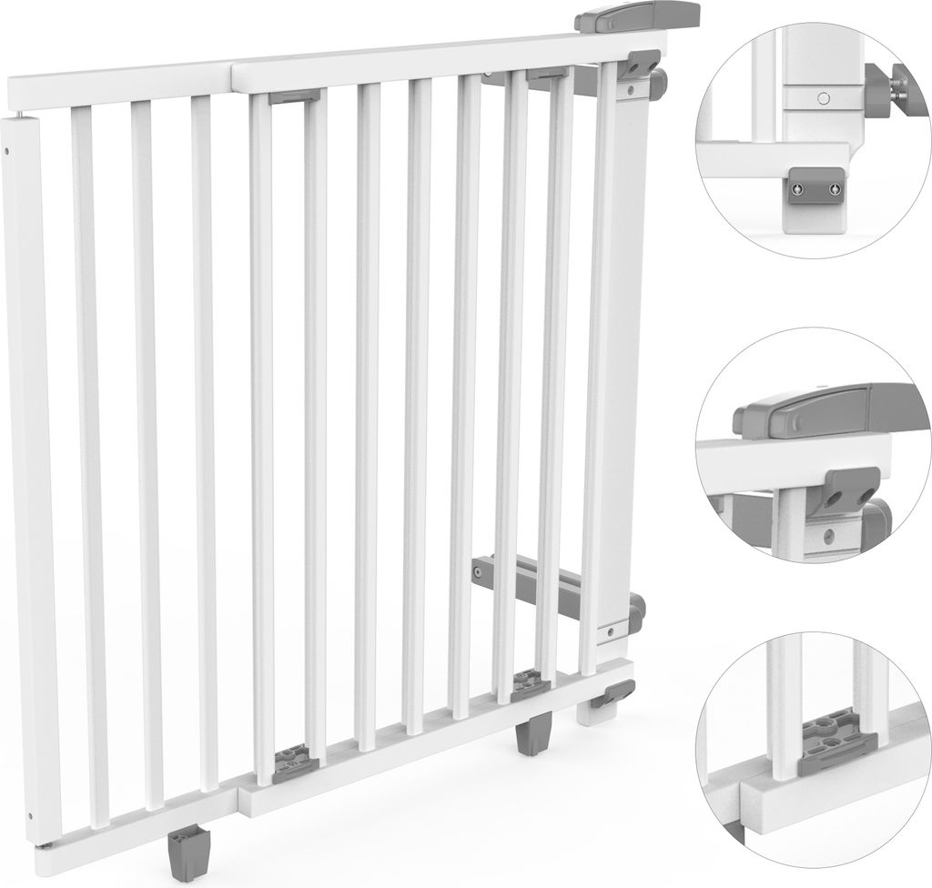 GEUTHER Kinderschutzgitter mit Bohrmontage Oris | Türschutzgitter verstellbar in Weiß | Gitter zum Bohren für Kinder | Wandmontage & für Haus...