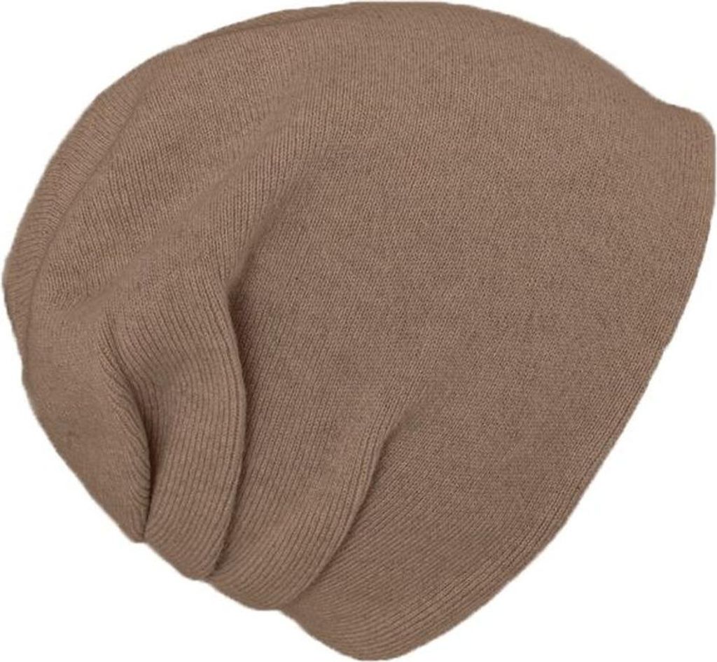 Fiebig zweilagige unifarbene Strickmütze Beanie Kaschmir
