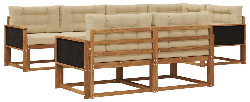 vidaXL Outdoor-Sofagarnitur mit Kissen 7 pcs Natur und Beige