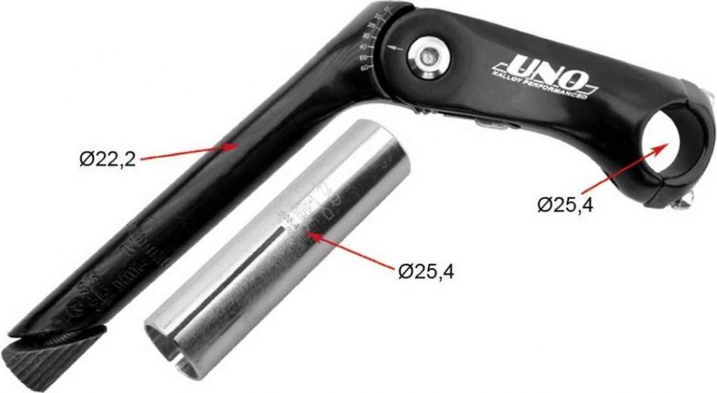 UNO 0°/ 60° Fahrradlenkervorbau Verstellbarer Grad - 100mm Schwarz