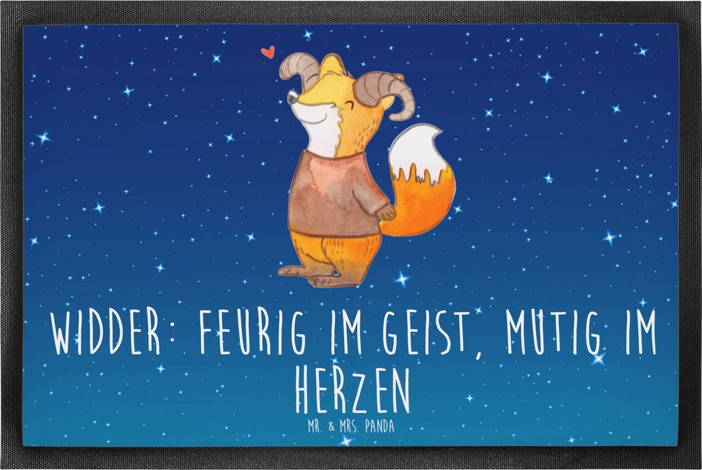 Mr. & Mrs. Panda Schuhabstreifer Widder Astologie 60 x 90 cm - Sternenhimmel Blau - Geschenk, fußmatte, Schmutzmatte, Sternzeichen, Schmutzfangmat...