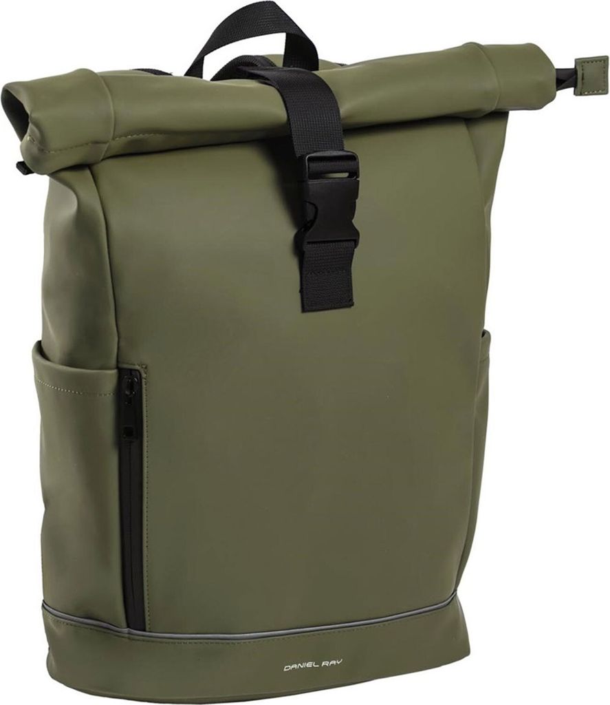 Daniel Ray Rolltop-Rucksack Laptoprucksack Highlands mit gepolstertem Rücken - PolyurethanRollrucksack Fahrradrucksack mit Laptopfach in Olive Green