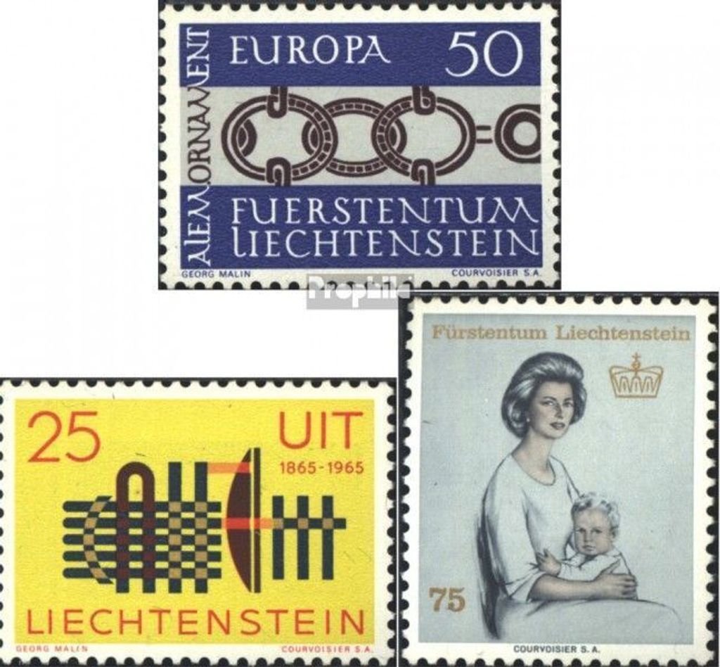 Briefmarken Liechtenstein 1965 Mi 454,458,459 (kompl.Ausg.) postfrisch Sondermarken