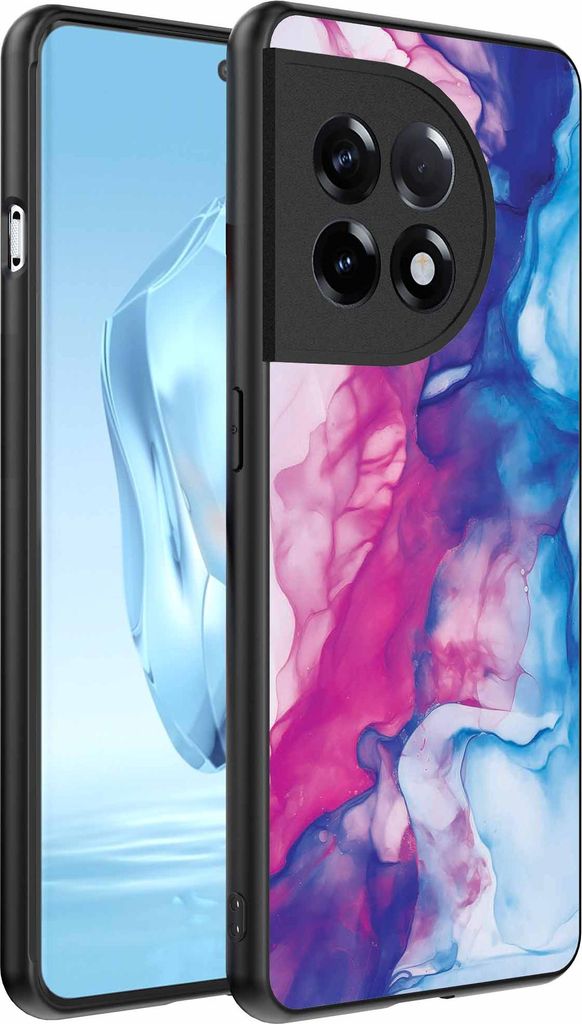 Fit für OnePlus 12 Telefon Fall mit rosa blau Marmor Print - TPU Backcover Fall Rose blau Marmor Design - Smartphonica