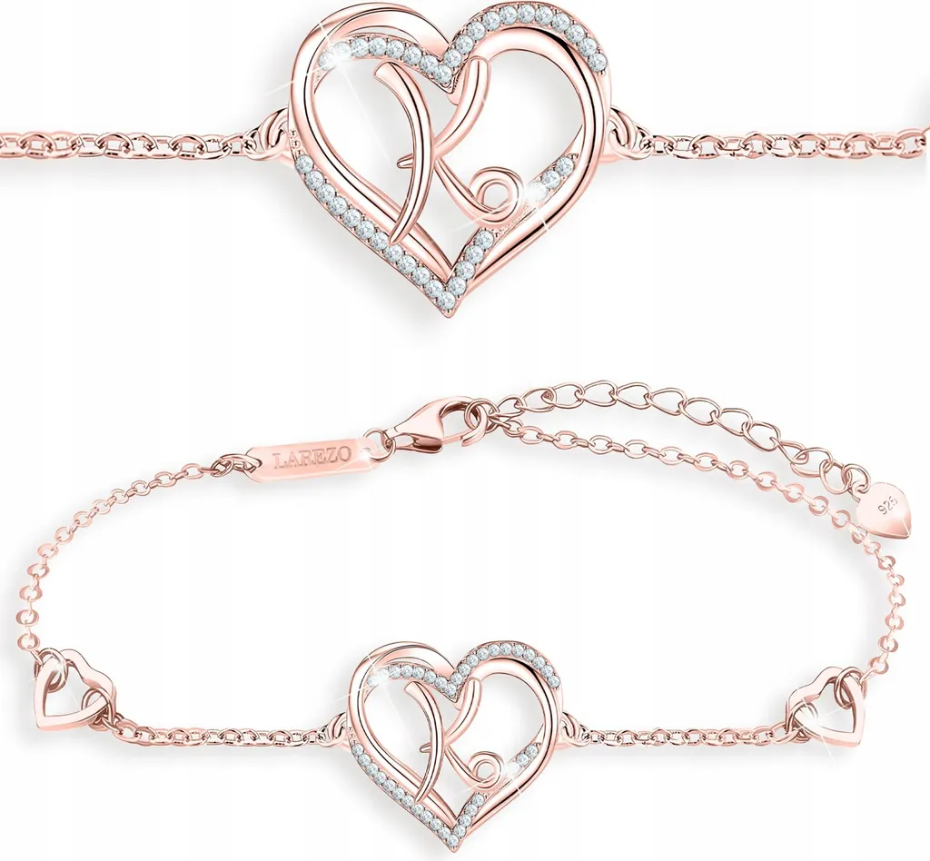 Bracciale Lettera K Cuore Oro 18K su Argento 925 | Look di Tendenza