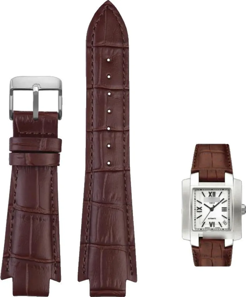 Cinturino Orologio 24mm in Vera Pelle Marrone SK con Fibbia Ardiglione