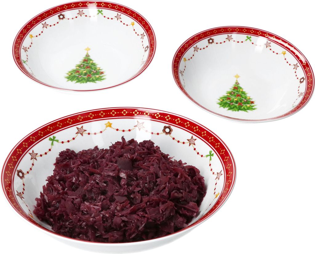 3tlg Weihnachtstraum Servierschalen Set 650ml 1L 1,3L Porzellan Schüssel