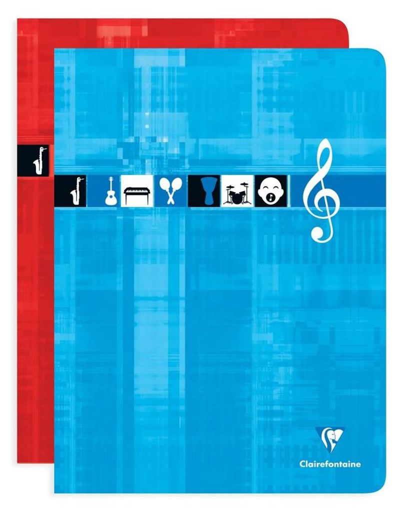 Clairefontaine Notenheft 90g, 24 Blatt, Französische Lineatur, 11 Notenzeilen, 24x32 cm