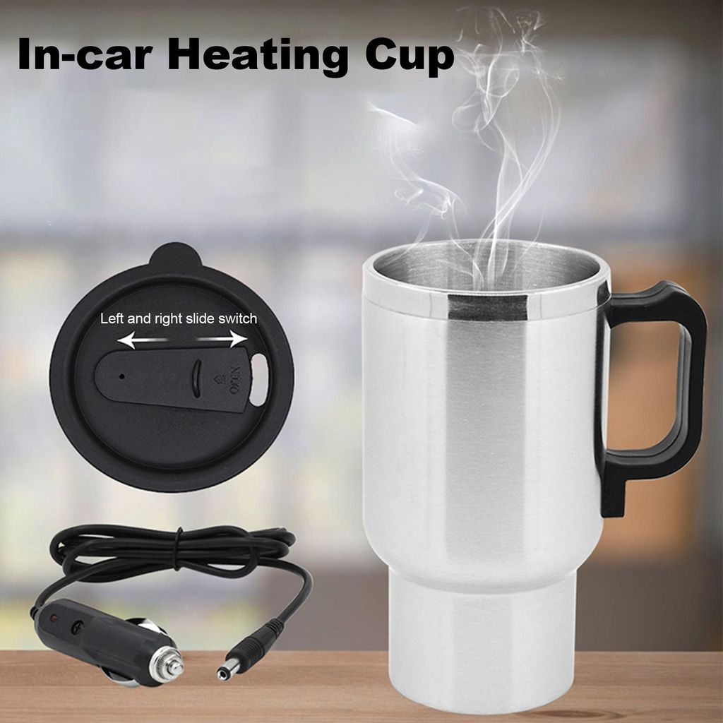 Auto Elektrokocher Edelstahl im Autoweg Thermosen Heizung Wasserflasche Tasse mit Indikatorleuchten durch Zigarettenladegerät für Tee Kaffeelchmi...