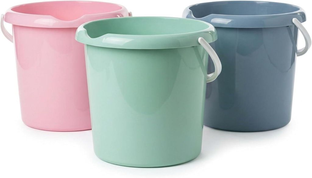 3er Set Putzeimer aus Kunststoff Plastikeimer Ausguss 5L Produktbild 