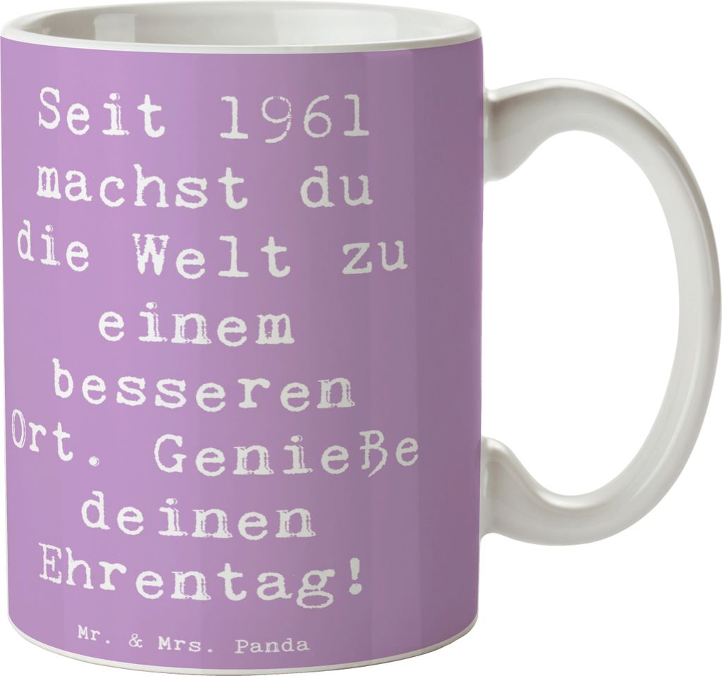 Mr. & Mrs. Panda Kaffeetasse Spruch 1961 Geburtstag Freuden - Lavendeltraum - Geschenk, besondere Momente, Tasse, Geburtstagsgeschenk, Happy Birthd...