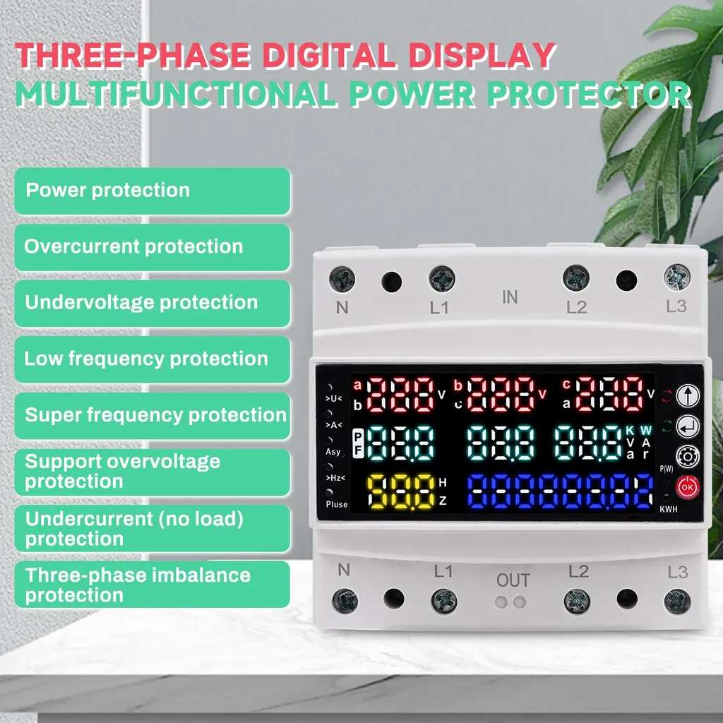 Moniteur de tension et courant triphasé avec écran couleur numérique AC - 6