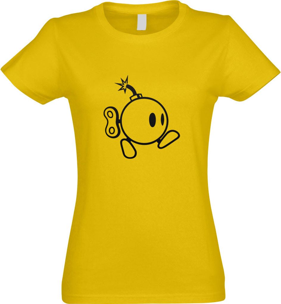 Kiwistar - T-Shirt tailliert - Damen - gelb - Bomber Running Bomb - mit Motiv Bedruckt - Funshirt Design - Sport - Freizeit - Damen - L