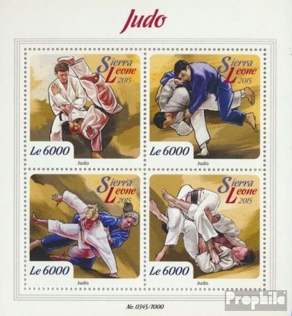 Briefmarken Sierra Leone 2015 Mi 6738-6741 Kleinbogen (kompl. Ausg.) postfrisch Judo