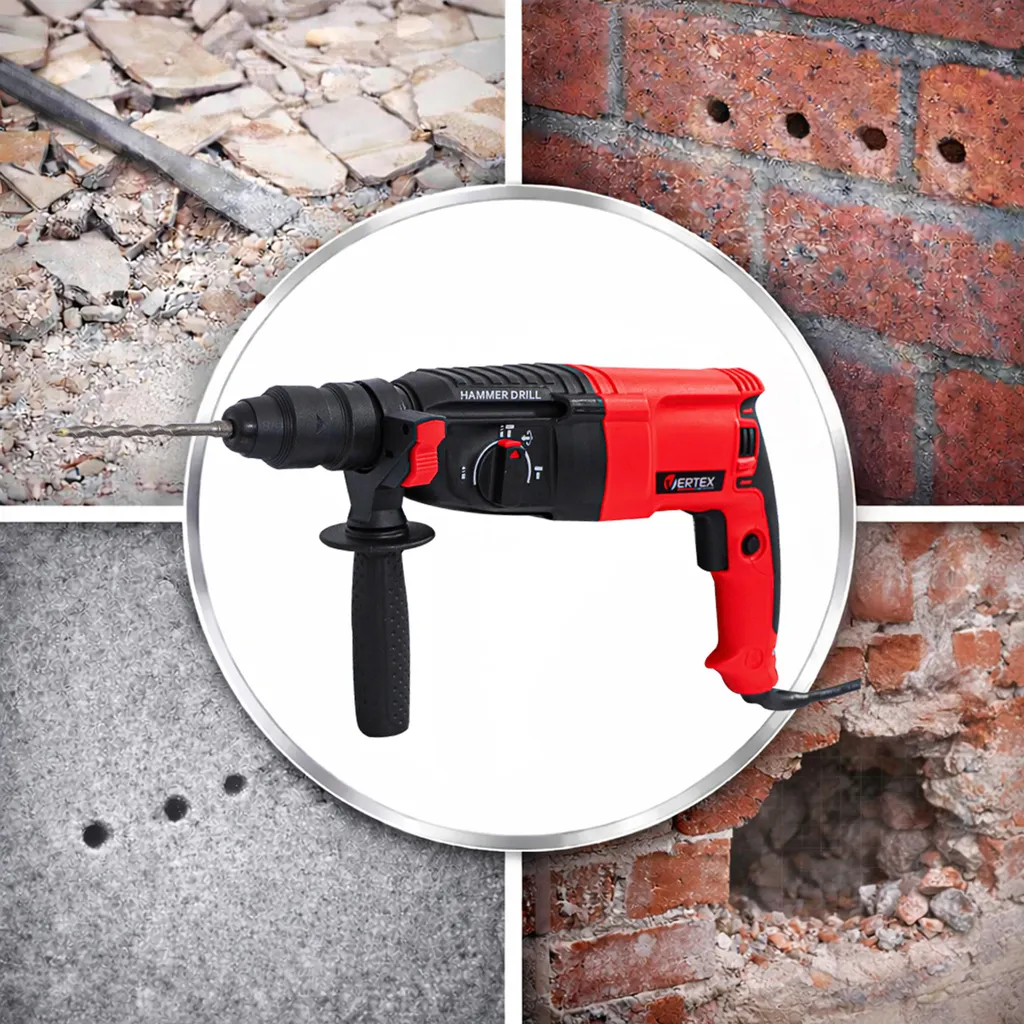 Vertex 900W Marteau Perforateur avec Tête Interchangeable Polyvalent