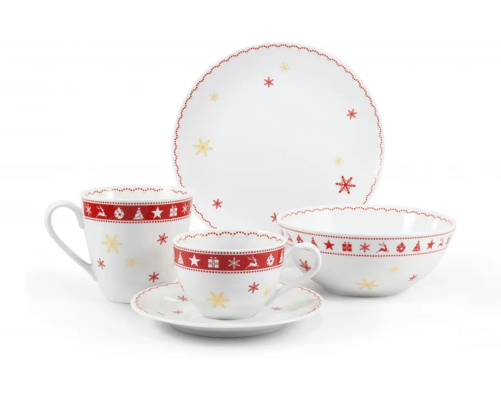 Service à déjeuner en porcelaine de Noël Leander 5 d. haut de gamme