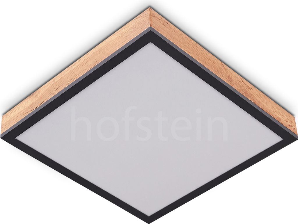 Vacil »Vacil« eckige Deckenlampe aus Metall und MDF, Schwarz/Weiß/Holzoptik
