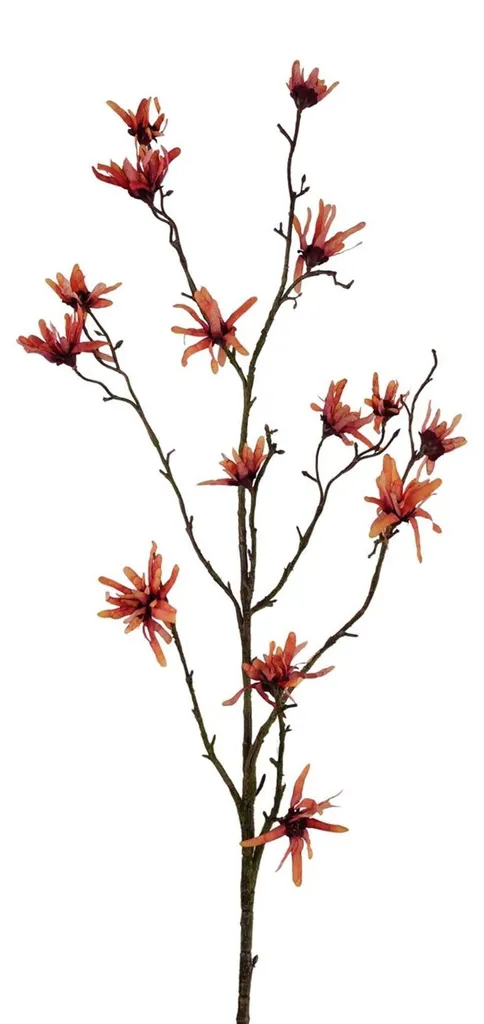 Fleur Hamamelis artificielle 120cm : la déco orange sans entretien