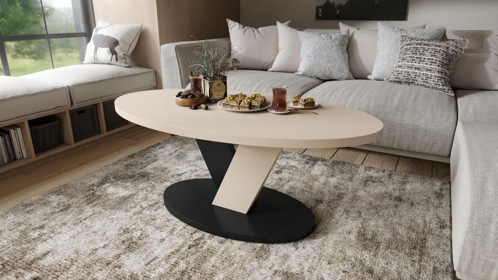 Design Couchtisch Lova oval 110x45x60 cm Wohnzimmertisch ovaler Tisch Ablage Sofatisch