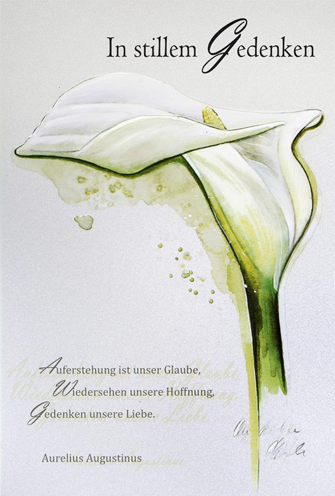 Trauerkarte mit Zitat / Calla Blume, mit Umschlag