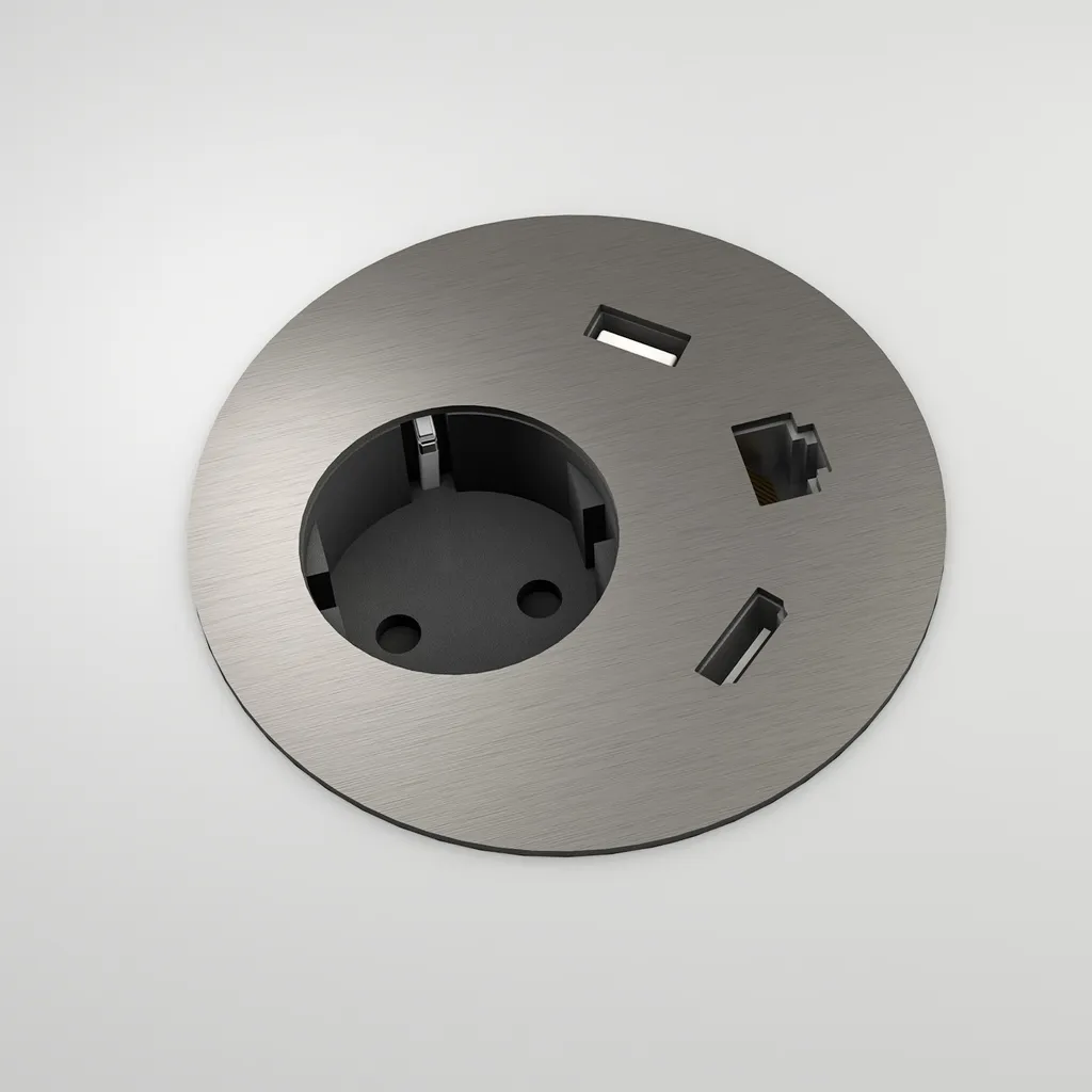 Unité de Branchement Inox Brossé CablePort table2 pour Mobilier Design