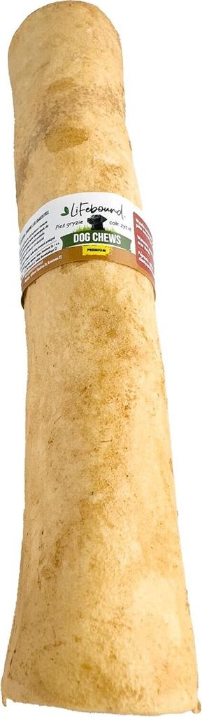 IMKERSHOP Kauartikel für Hunde – Hundesnack – In Form eines Knochens - Kalbsleder, Geschmack Erdnussbutter, Größe 22/25 cm