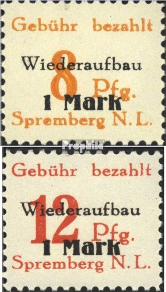 Briefmarken Spremberg (Niederlausitz) 1945 Mi 17A-18A (kompl.Ausg.) postfrisch Ziffern
