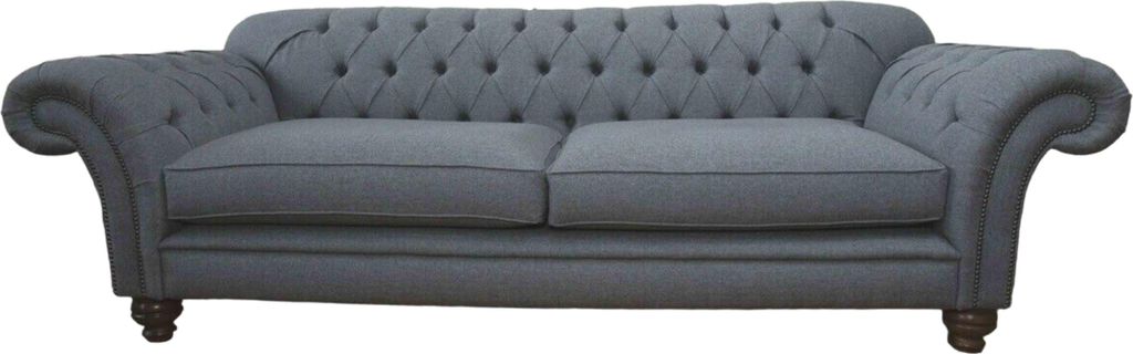Sofa Luxus Textil Chesterfield Couch Sofas Polster 3 Sitzer Grau Design