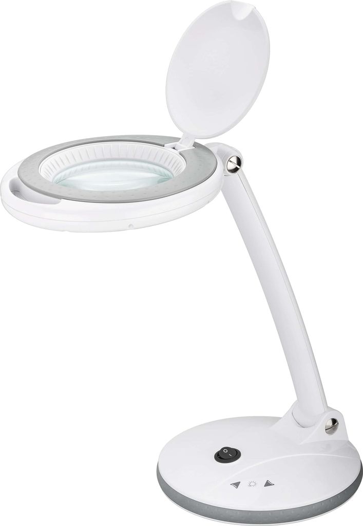 Goobay LED-Stand-Lupenleuchte, 6 W - 80-450 lm, dimmbar, 100 mm Glaslinse, 1,75-fache Vergrößerung, 3 Dioptrien