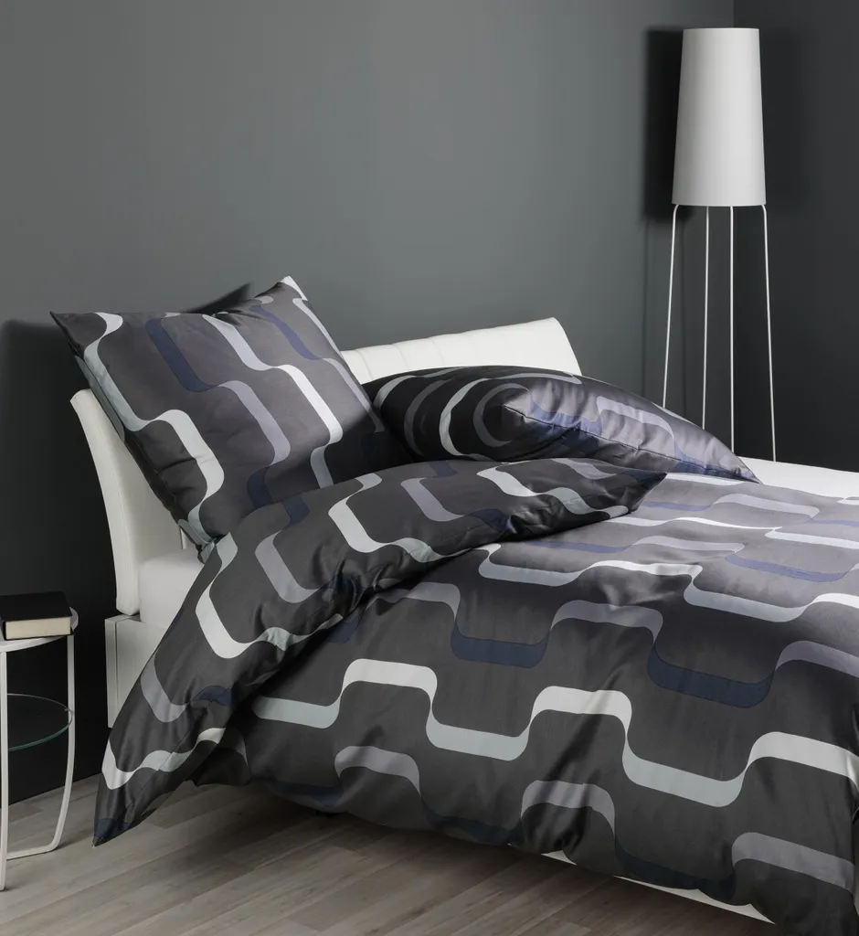Parure de lit Literie J.D. 135x200 cm anthracite-bleu modèle 87107-08