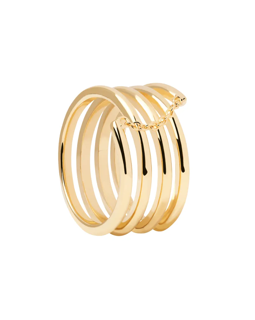 PDPAOLA Spring Gold Ring - Anello Spirale Infinita Argento Oro 18K