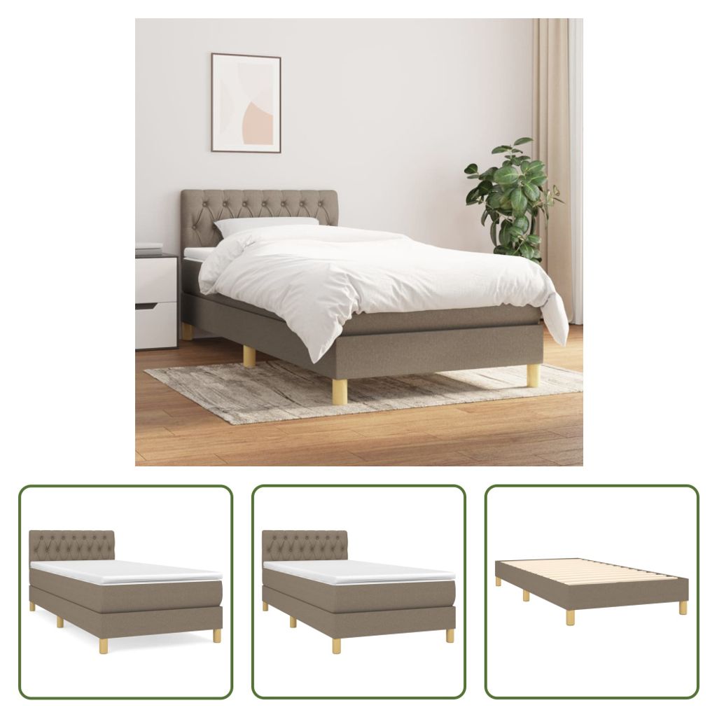 The Living Store Boxspringbett mit Matratze Taupe 100x200 cm Stoff