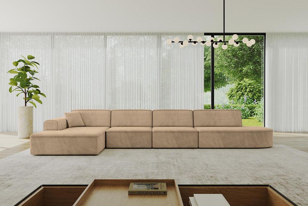 ALTDECOR Ecksofa in L-Form IREA-L3-v3 412x165x77 cm Beige Corner Sofa Eckcouch Couch Wohnlandschaft Cauchsofa