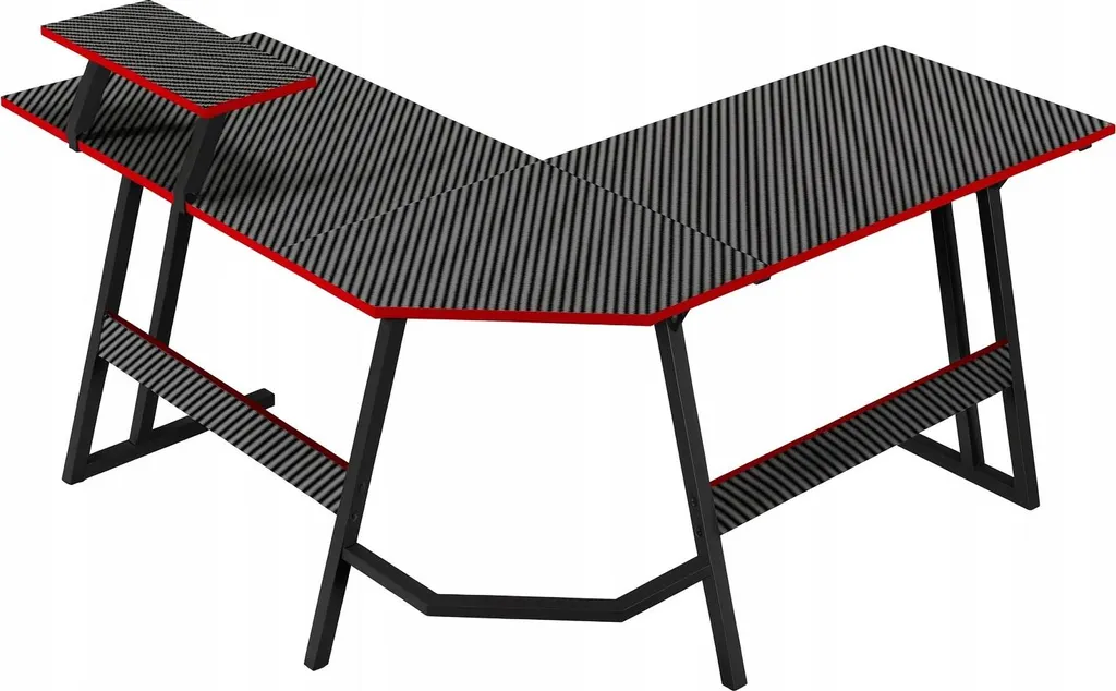 Bureau Gaming Rouge Trapézoïdal - Structure Renforcée 130x50x75 cm - 3