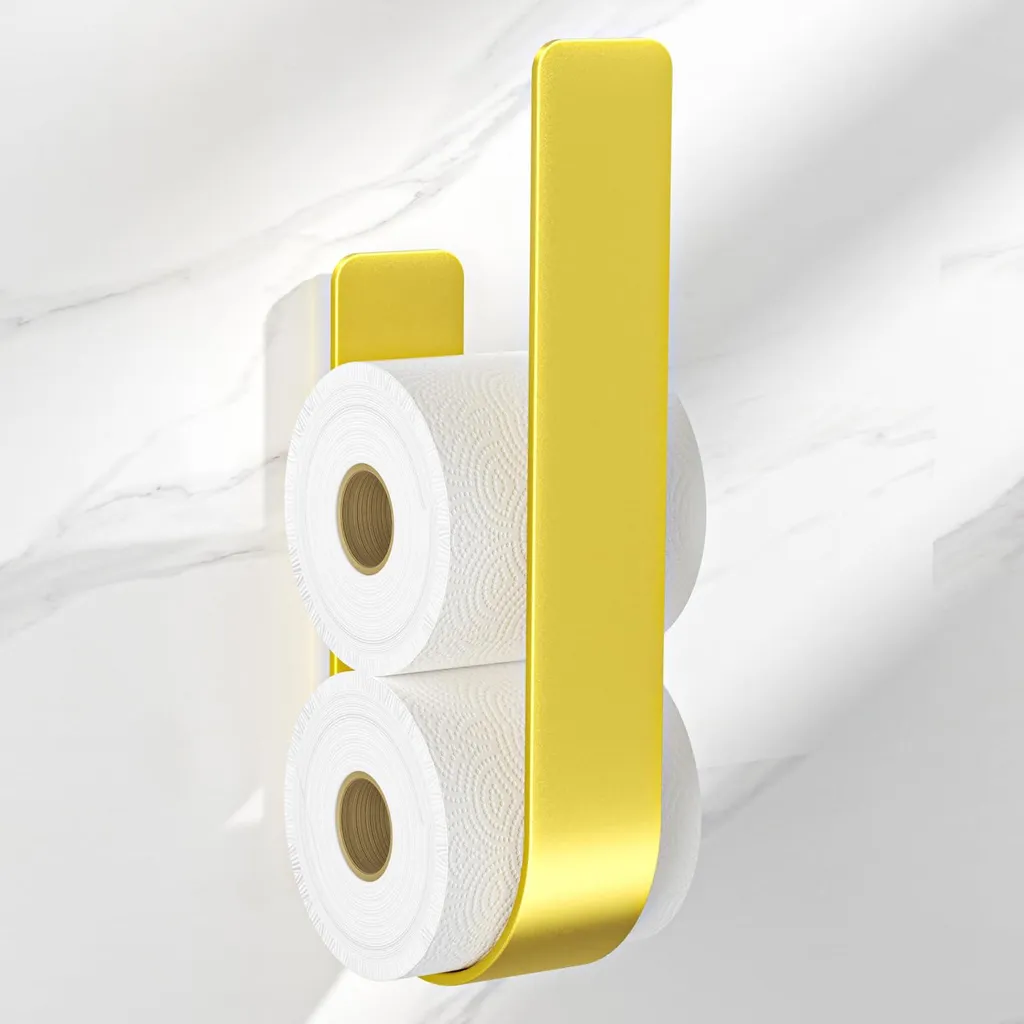 Porte-rouleau toilette doré sans perçage pour ne jamais manquer de papier