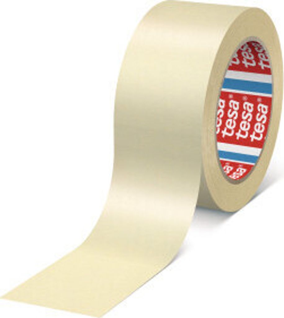 tesa Maler Krepp 4329 Papierabdeckband, 19 mm x 50 m schwach gekreppt, dünn und flexibel, gute Nassschliff - 16 Stück (