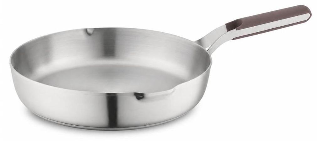 BergHOFF Home Bratpfanne 24 cm, Edelstahl, geeignet für Induktion und alle Herdarten, backofenfest bis 180 Grad, spülmaschinenfest, Braun und Grau