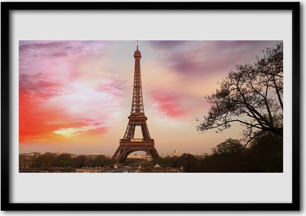 Bild 70x50 MDF-Rahmen Wandkunst Eiffelturm Architektur