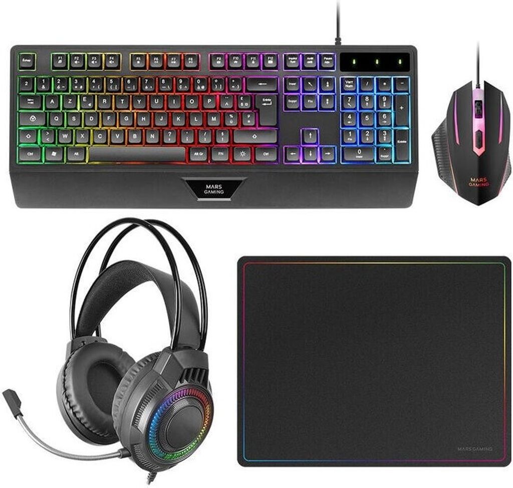 Mars Gaming MCP124PRO, Kabelgebunden, USB, Membran Key Switch, QWERTY, RGB-LED, Schwarz