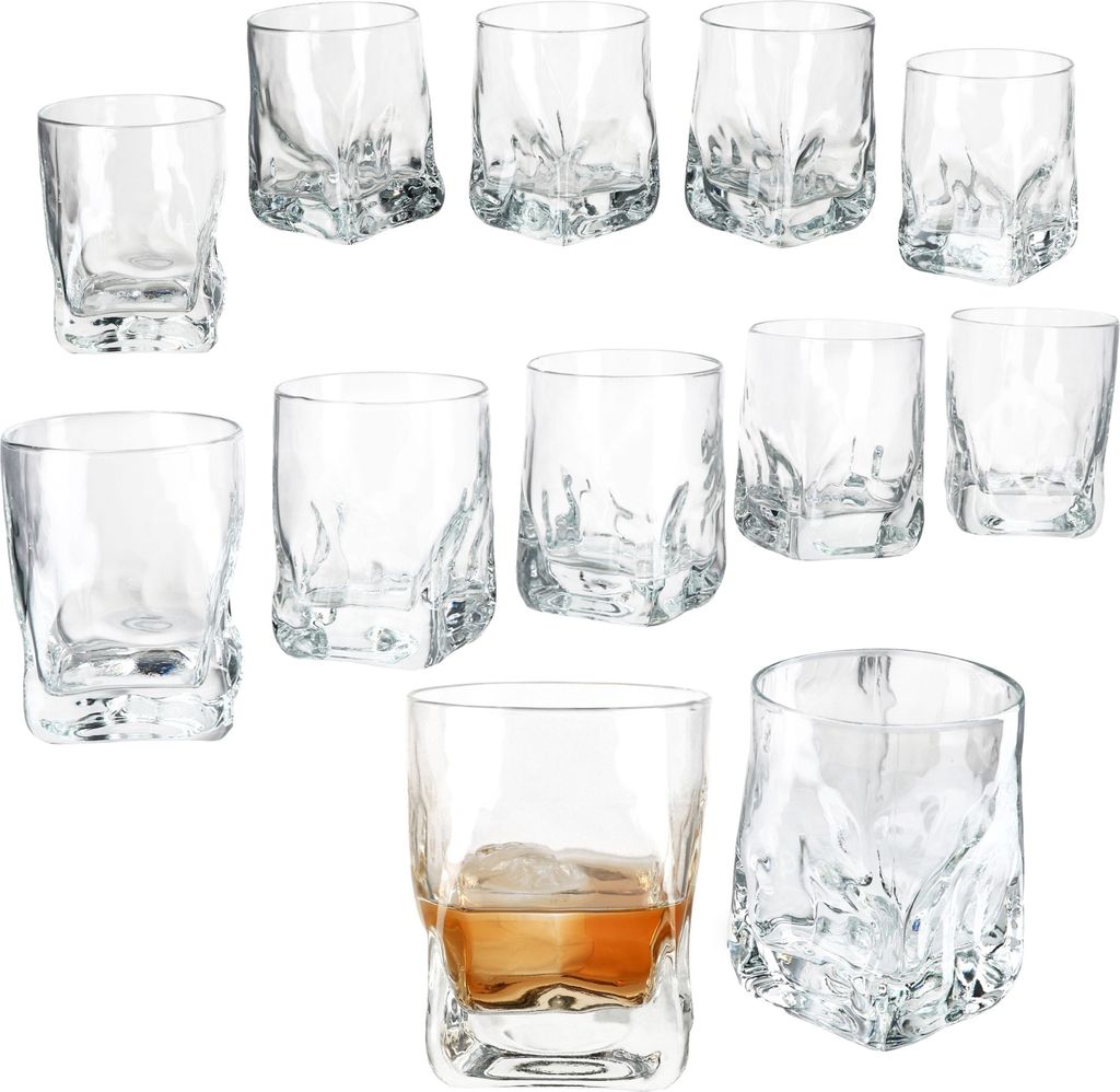 12x Frosty Whisky-Gläser 250ml Tumbler D.O.F. Glas Scotch dicker Boden Relief