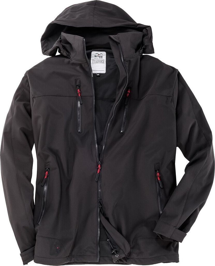 Brigg Übergrößen Stretch-Softshelljacke schwarz