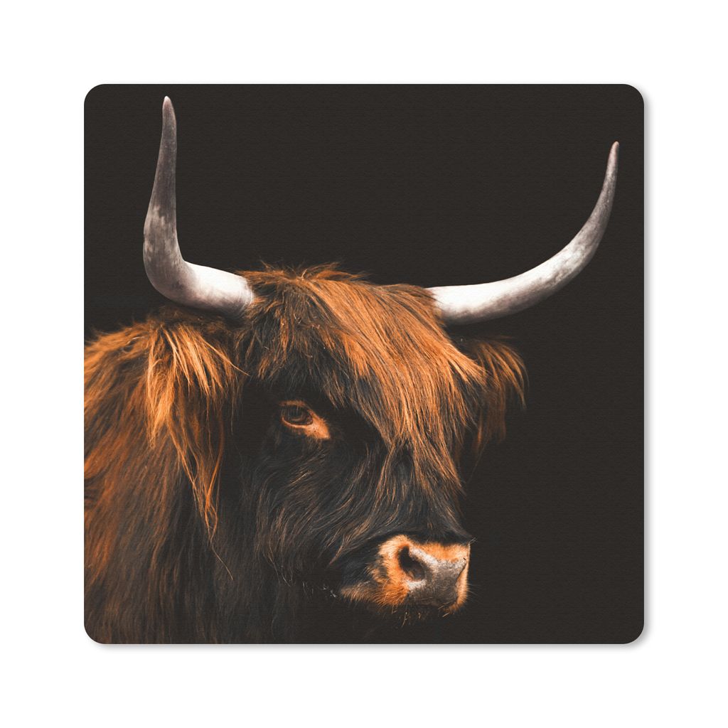 MuchoWow Mauspad Mousepad Schottischer Highlander - Kuh - Schwarz 30x30 cm - Mousepads - Maus Mat - Pad - Mausunterlage - Gaming