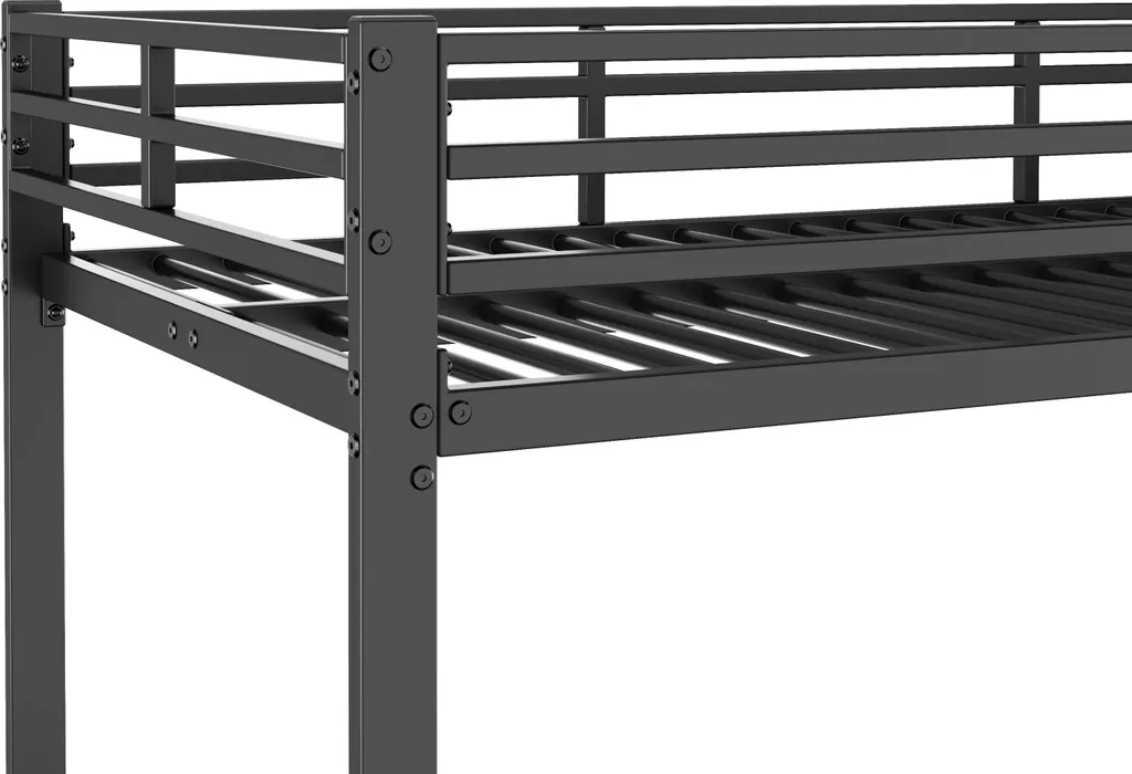 Lit Superposé en Fer Classique Noir 90x200 cm : Structure Stable et Durable - 14