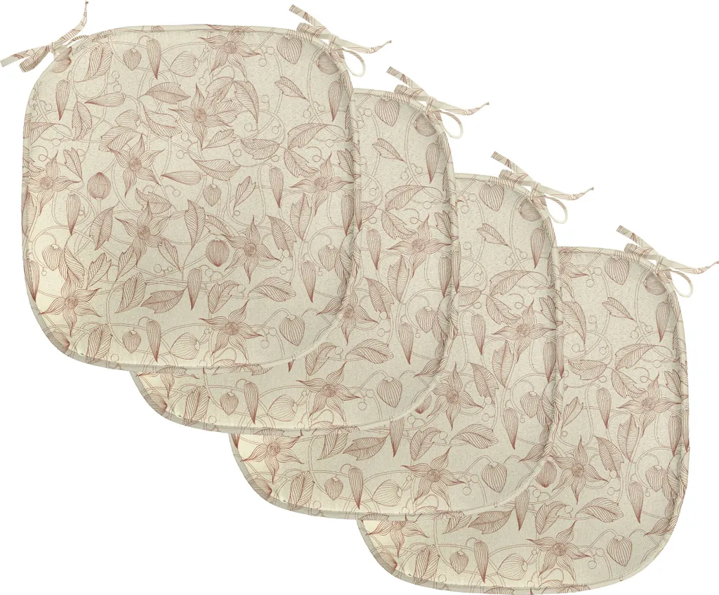Set 4 Cuscini Decorativi 40x40 Retrò Beige per Sedie Cucina e Giardino