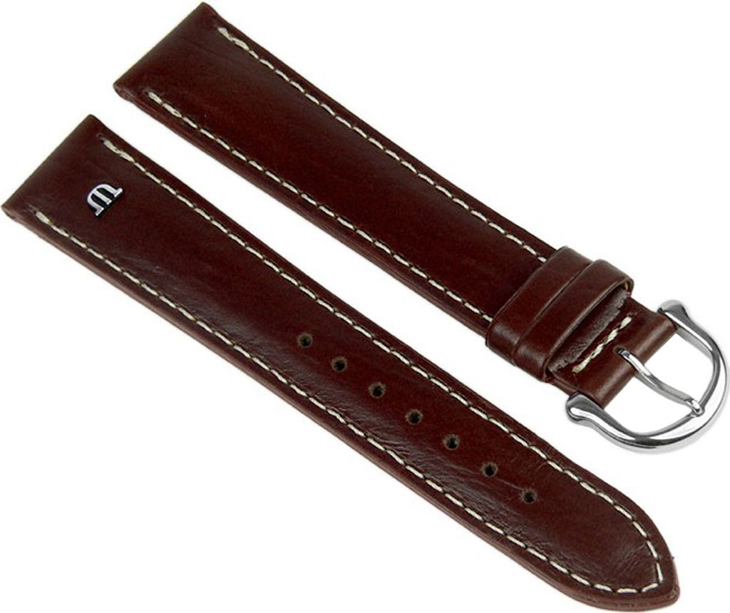 Maurice Lacroix XL Uhrenarmband aus Leder in braun mit Emblem 19903, Stegbreite:16mm, Schließe:Silbern