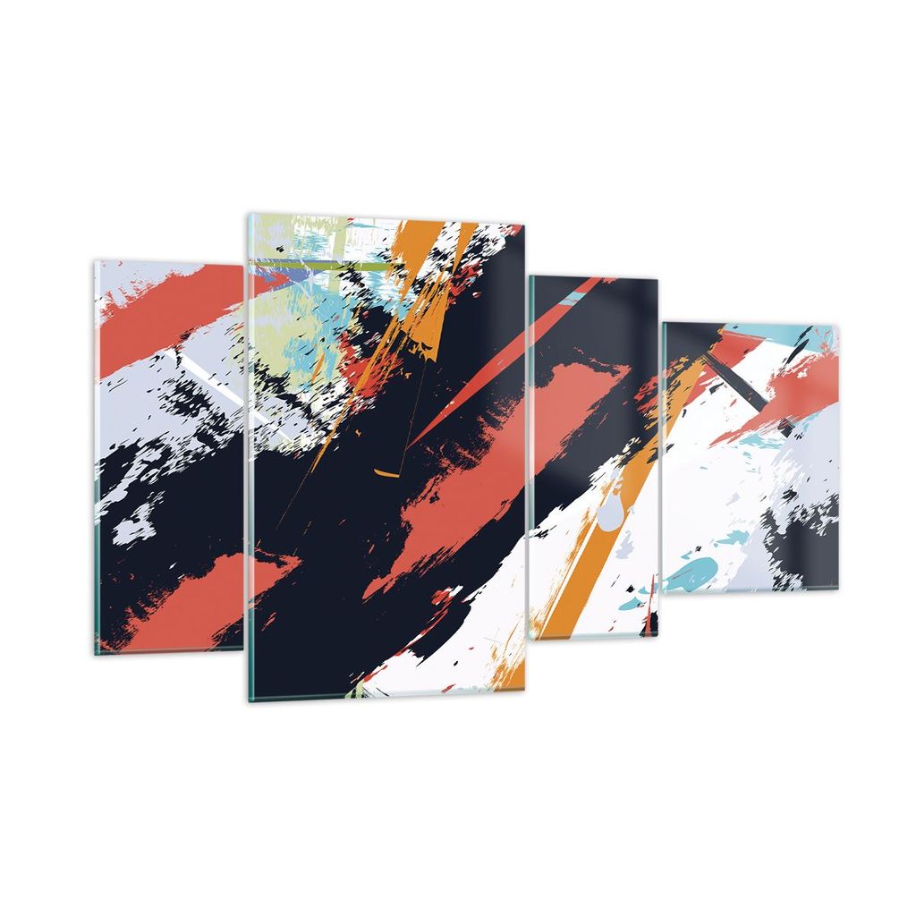 Bilder auf glas - 4 Teile - Abstraktion Graffiti Modern - 120x70cm - Glasbilder - Wandbilder - Bilder - Wanddekoration aus Glas - Glas Bilder - Wan...